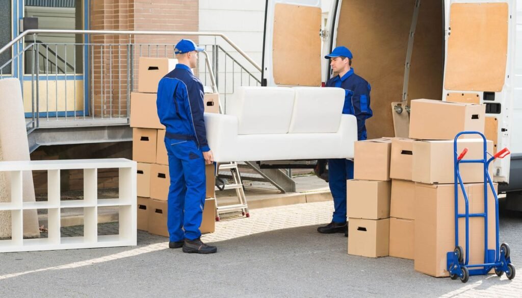 Expert team handling office furniture and IT equipment during office shifting in Noida.